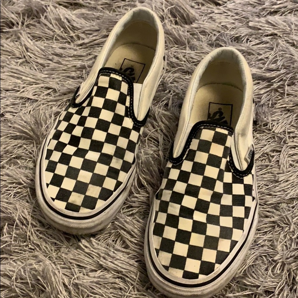 Checkered slip on vans